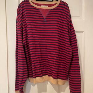 Free People Red and Navy Striped Sweater